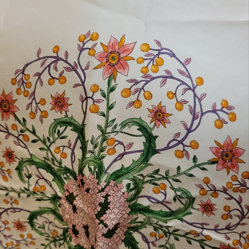 Gucci Multi-Colored Floral Pattern Silk Scarf - image 2